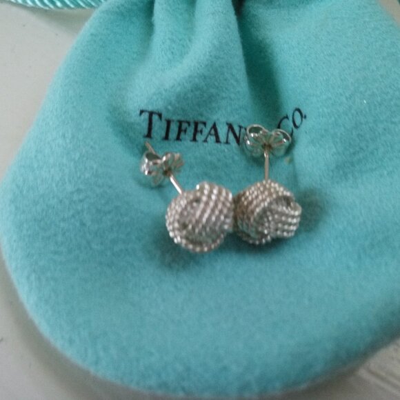 Authentic Tiffany & Co. Twist Knot Sterling Silver Earrings - Picture 1 of 8